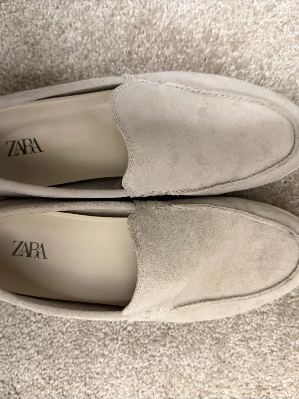 Zara Men’s Beige Suede Loafers Size 42